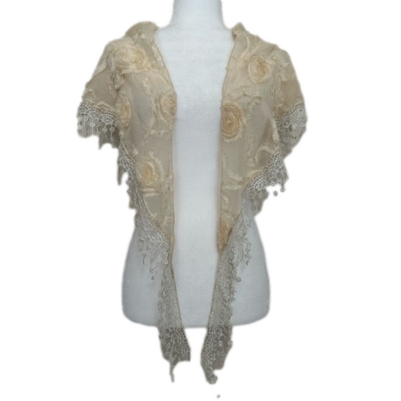Vintage Lace and Silk Shaw or Scarf